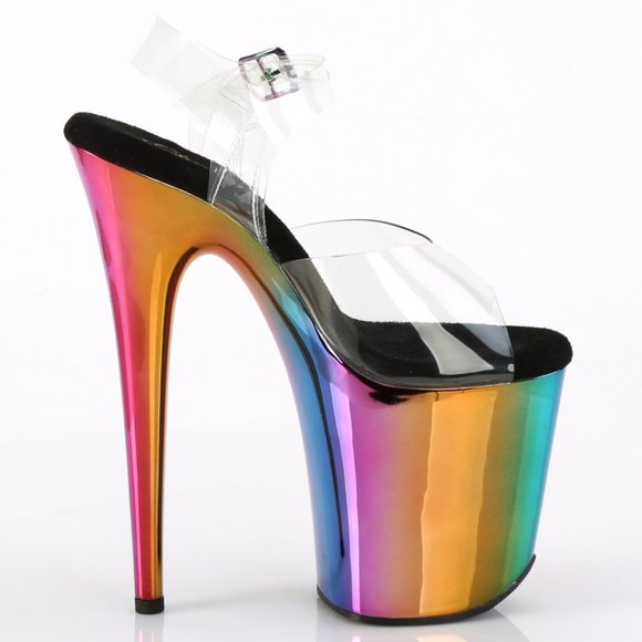Rainbow Platform Clear High Heel Shoes